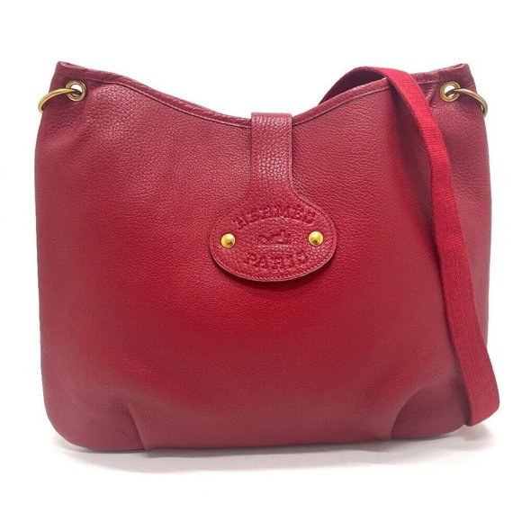 HERMES Rodeo Shoulder Bag Taurillon Clemence Red - Picture 1 of 12